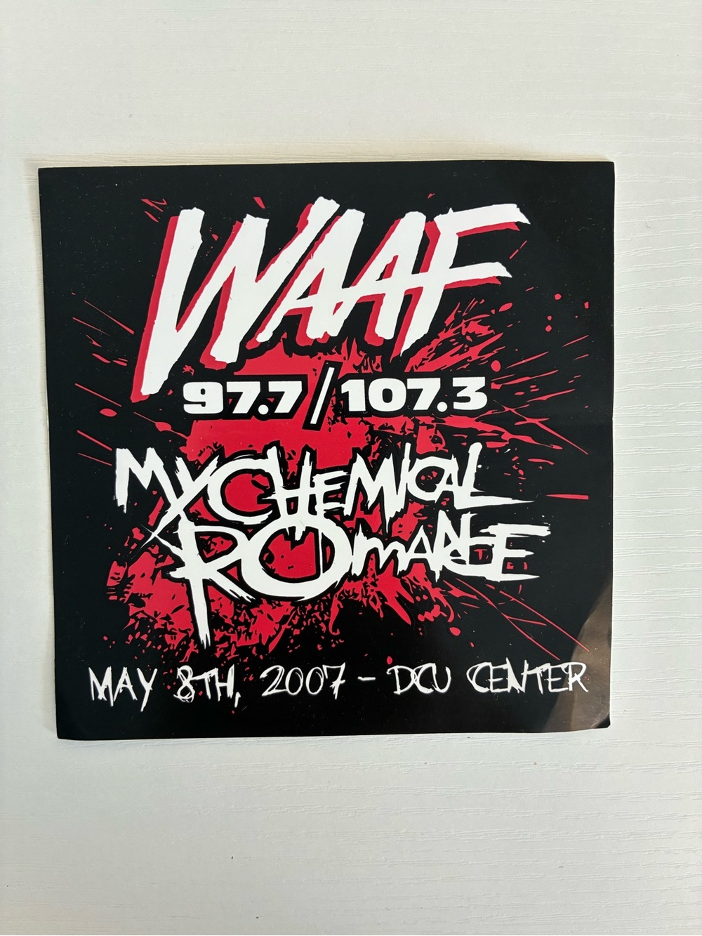 WAAF 97.7/107.3 My Chemical Romance Sticker - Black & Red